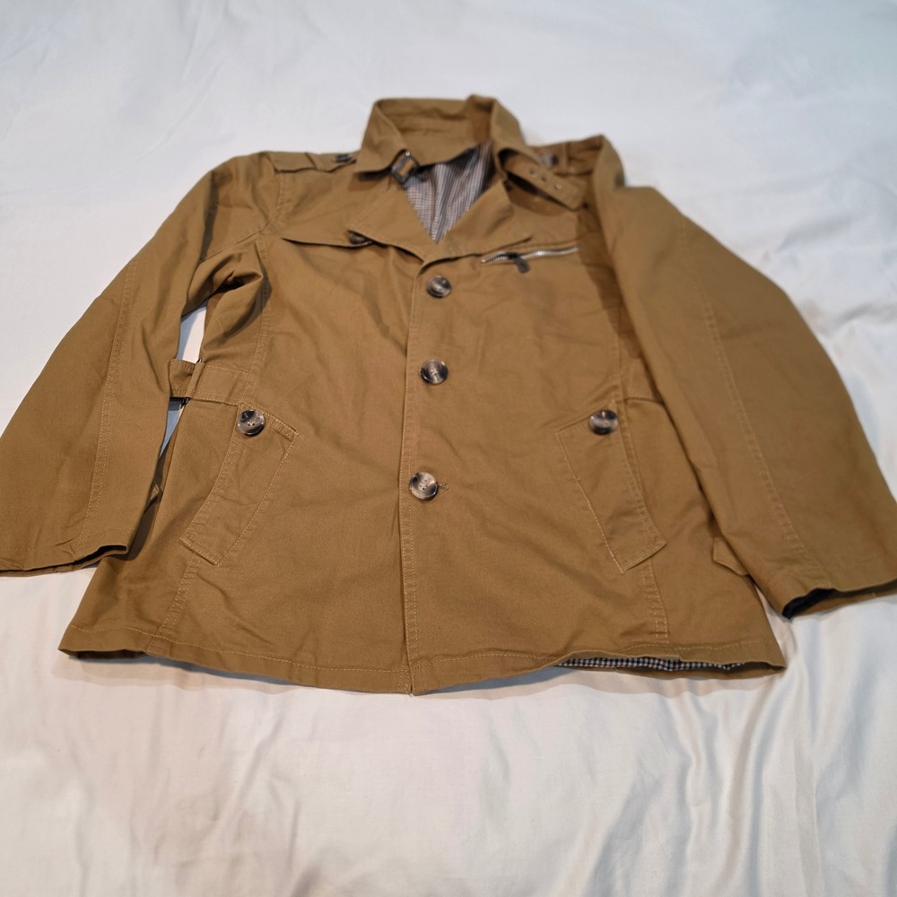 Unbranded Field Jacket Men XL Khaki Brown Excellent Military Gingham Lined
